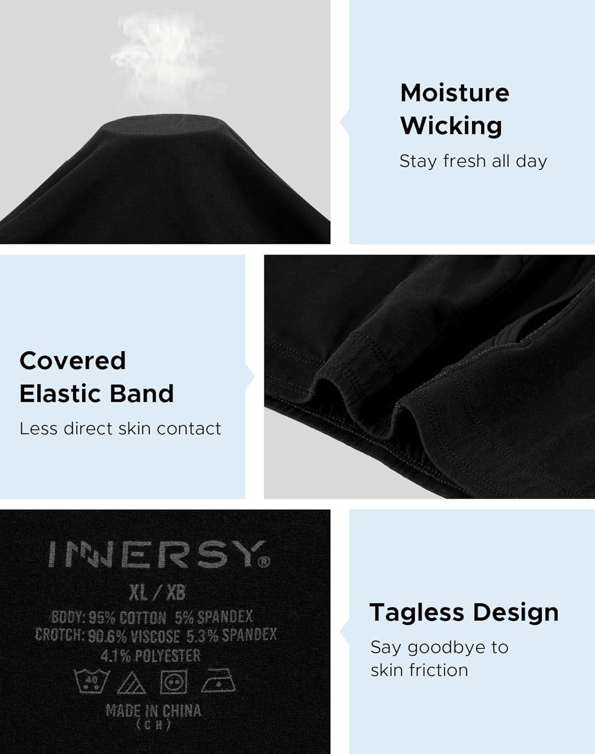 imageINNERSY Mens Big and Tall Boxer Briefs Cotton Moisture Wicking XL5XL Underwear 4PackSolid Black