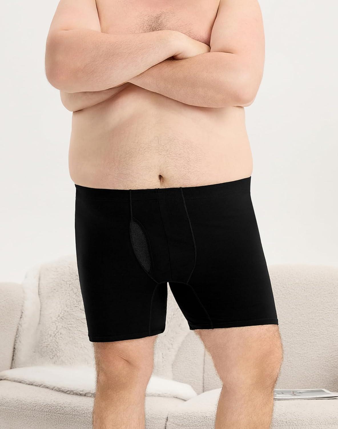imageINNERSY Mens Big and Tall Boxer Briefs Cotton Moisture Wicking XL5XL Underwear 4PackSolid Black