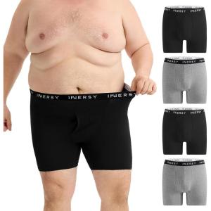 imageINNERSY Mens Big and Tall Boxer Briefs Breathable ampamp MoistureWicking Underwear with Open Fly 4PackBlack  Gray