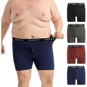 imageINNERSY Mens Big and Tall Boxer Briefs Breathable ampamp MoistureWicking Underwear with Open Fly 4PackDark Retro