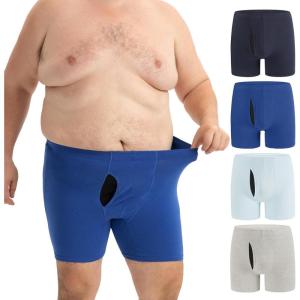 imageINNERSY Mens Big and Tall Boxer Briefs Cotton Moisture Wicking XL5XL Underwear 4PackDeep Sea