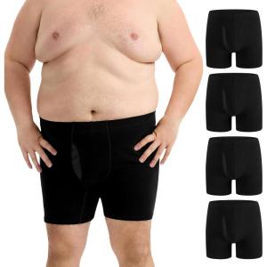 imageINNERSY Mens Big and Tall Boxer Briefs Cotton Moisture Wicking XL5XL Underwear 4PackSolid Black