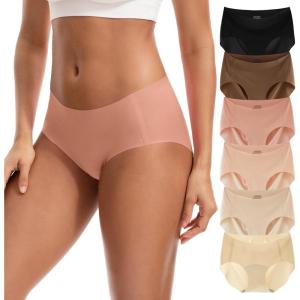 imageINNERSY Womens Seamless Underwear No Show Invisible Hipster Panties Full Coverage Briefs 6PackMisty Hues