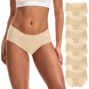 imageINNERSY Womens Seamless Underwear No Show Invisible Hipster Panties Full Coverage Briefs 6PackNude