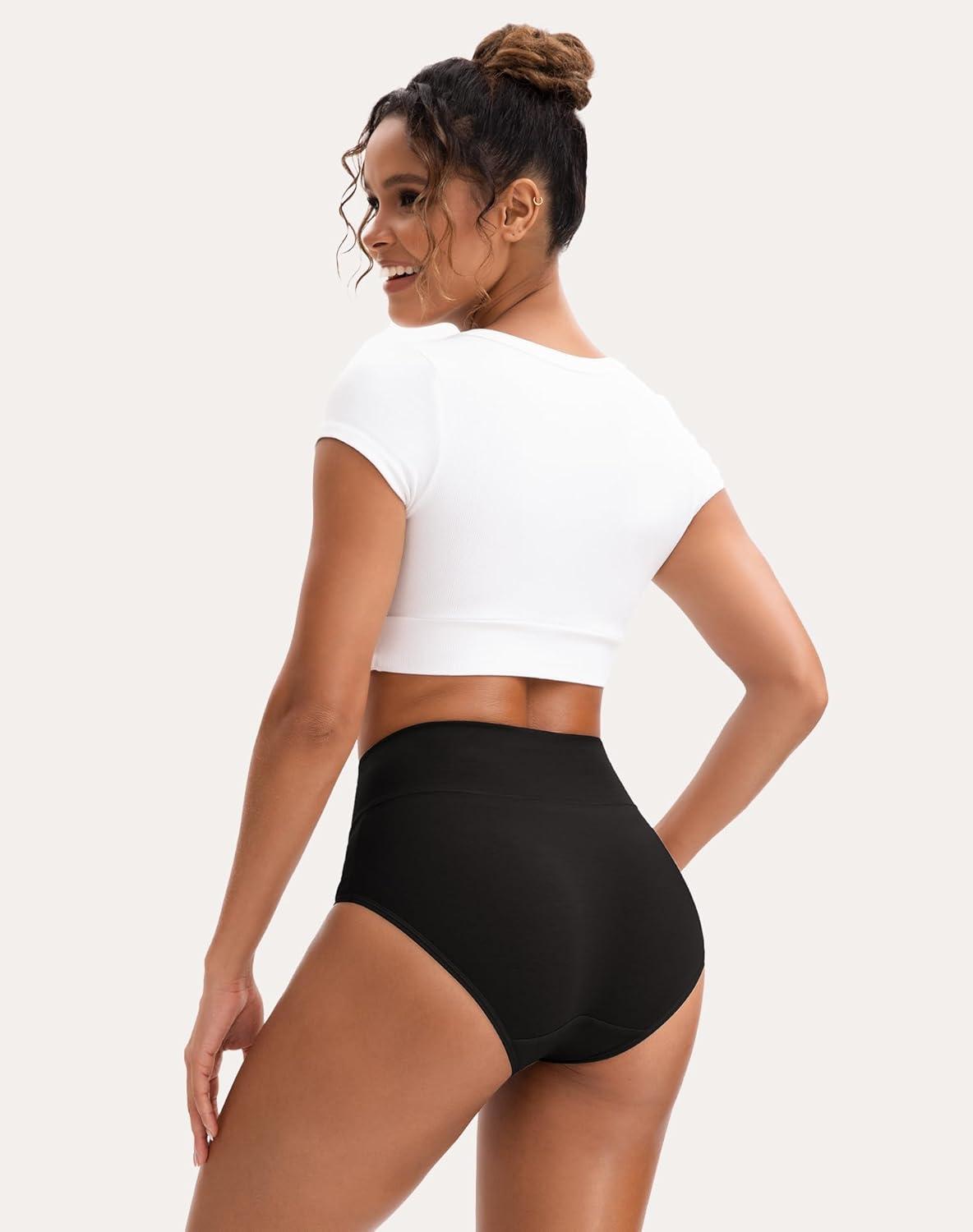imageINNERSY Womens High Waisted Underwear Cotton Panties Regular ampamp Plus Size 5Pack3XL5 Black