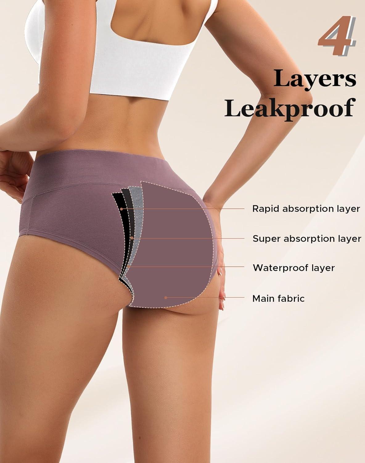 imageINNERSY Period Underwear for Women Heavy Flow High Waisted Menstrual Incontinence Panties 3PackBlackXXLargeFresh Vibrant