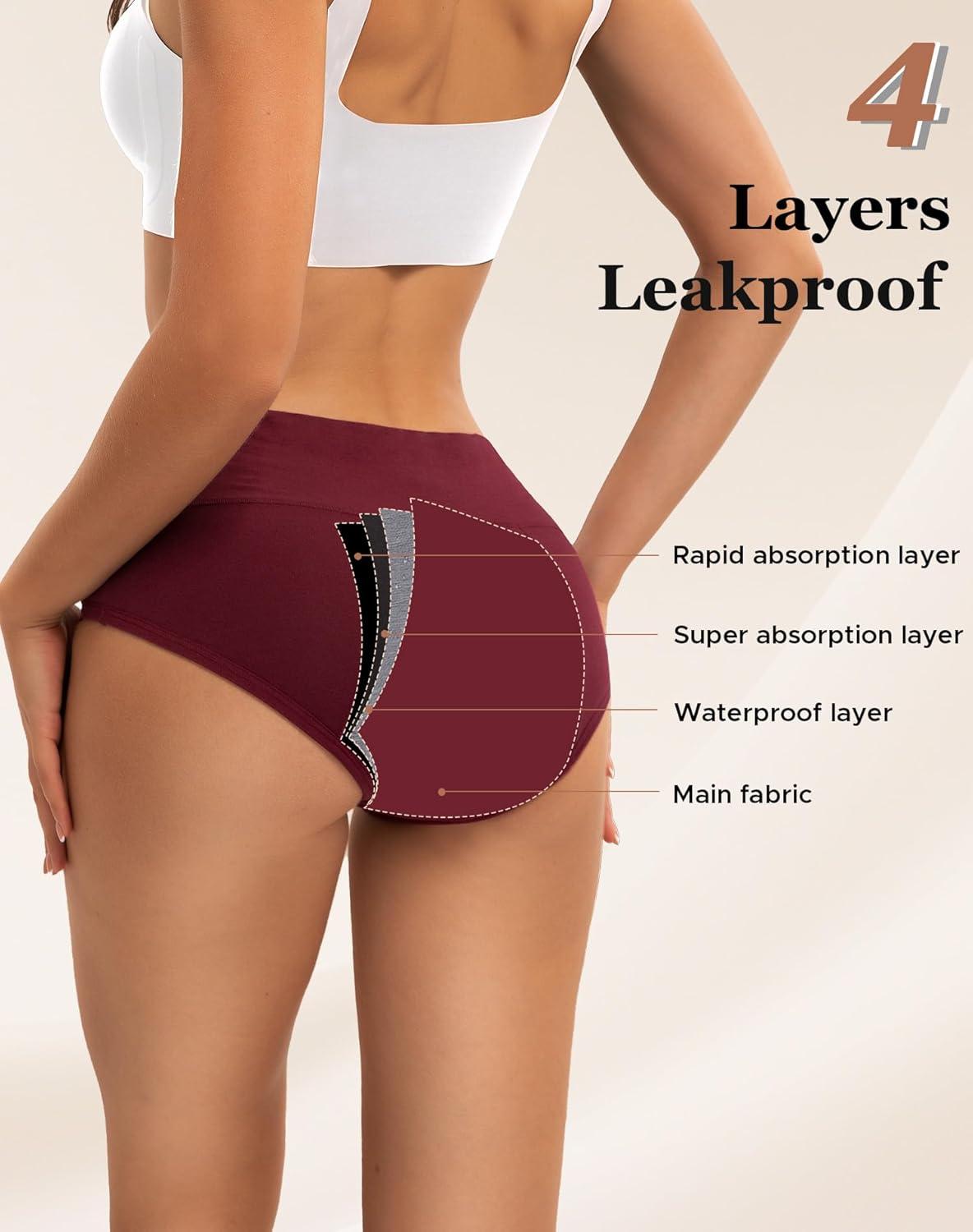 imageINNERSY Period Underwear for Women Heavy Flow High Waisted Menstrual Incontinence Panties 3PackBlackXXLargeVintage Dark