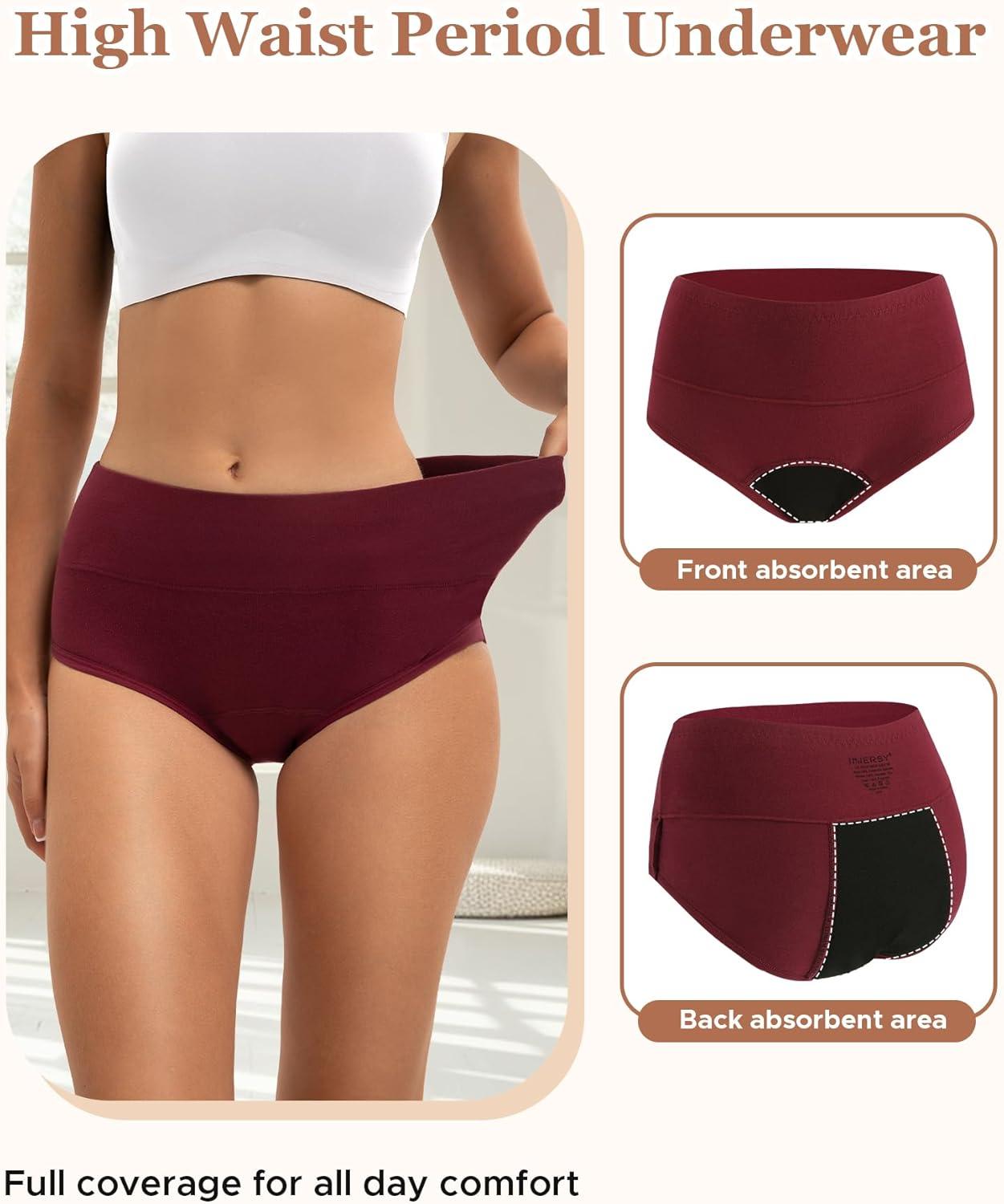 imageINNERSY Period Underwear for Women Heavy Flow High Waisted Menstrual Incontinence Panties 3PackBlackXXLargeVintage Dark