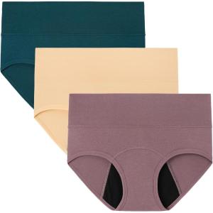 imageINNERSY Period Underwear for Women Heavy Flow High Waisted Menstrual Incontinence Panties 3PackBlackXXLargeFresh Vibrant