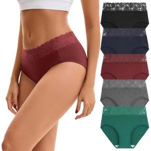 imageINNERSY Womens Cotton Underwear Lace Bikini Hipster Panties for Women High Waisted Ladies Briefs 5 PackDark Vintage
