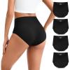 imageINNERSY Womens Seamless High Waisted Underwear No Show Panties Lightweight Full Coverage Briefs 4PackBlack