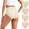 imageINNERSY Womens Seamless High Waisted Underwear No Show Panties Lightweight Full Coverage Briefs 4PackNude
