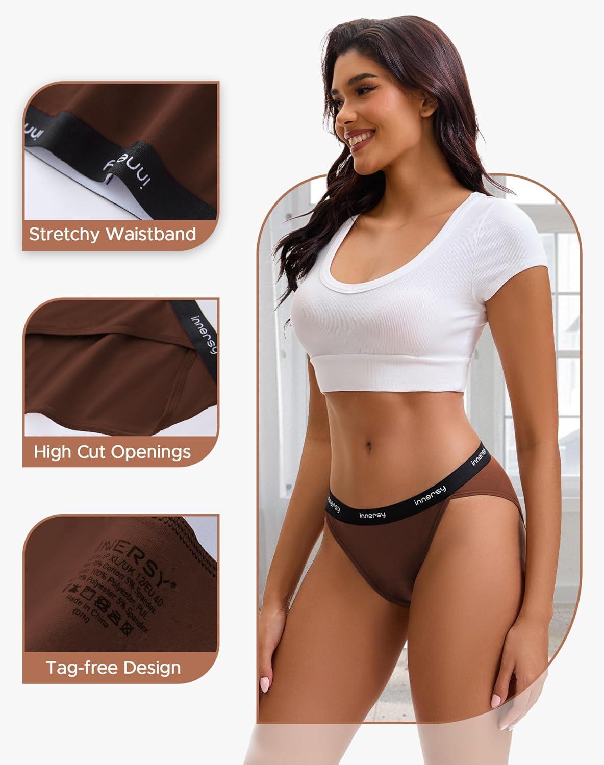 imageINNERSY Womens Bikini Period Underwear Cotton Menstrual Leakproof Panties 3PackDark Fusion
