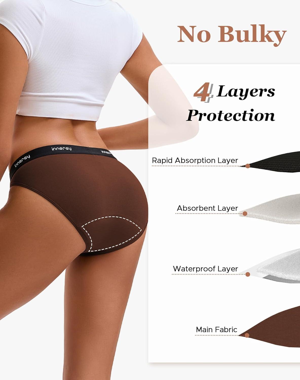 imageINNERSY Womens Bikini Period Underwear Cotton Menstrual Leakproof Panties 3PackDark Fusion
