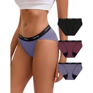 imageINNERSY Womens Bikini Period Underwear Cotton Menstrual Leakproof Panties 3PackCharcoal Blend