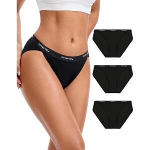imageINNERSY Womens Bikini Period Underwear Cotton Menstrual Leakproof Panties 3PackPure Black