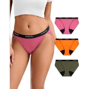 imageINNERSY Womens Bikini Period Underwear Cotton Menstrual Leakproof Panties 3PackSunset Forest