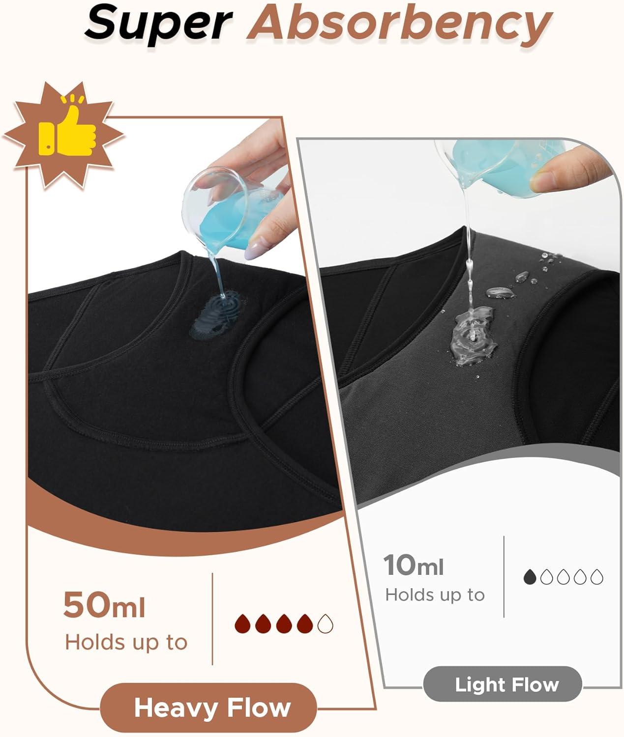 imageINNERSY Heavy Flow Period Underwear for Women Teens LeakProof Menstrual Cotton Protective Hipster Panties 3PackHeavy Flow All Black