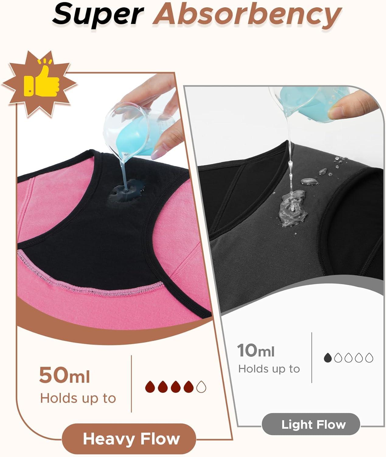 imageINNERSY Heavy Flow Period Underwear for Women Teens LeakProof Menstrual Cotton Protective Hipster Panties 3PackHeavy Flow Bright Colors