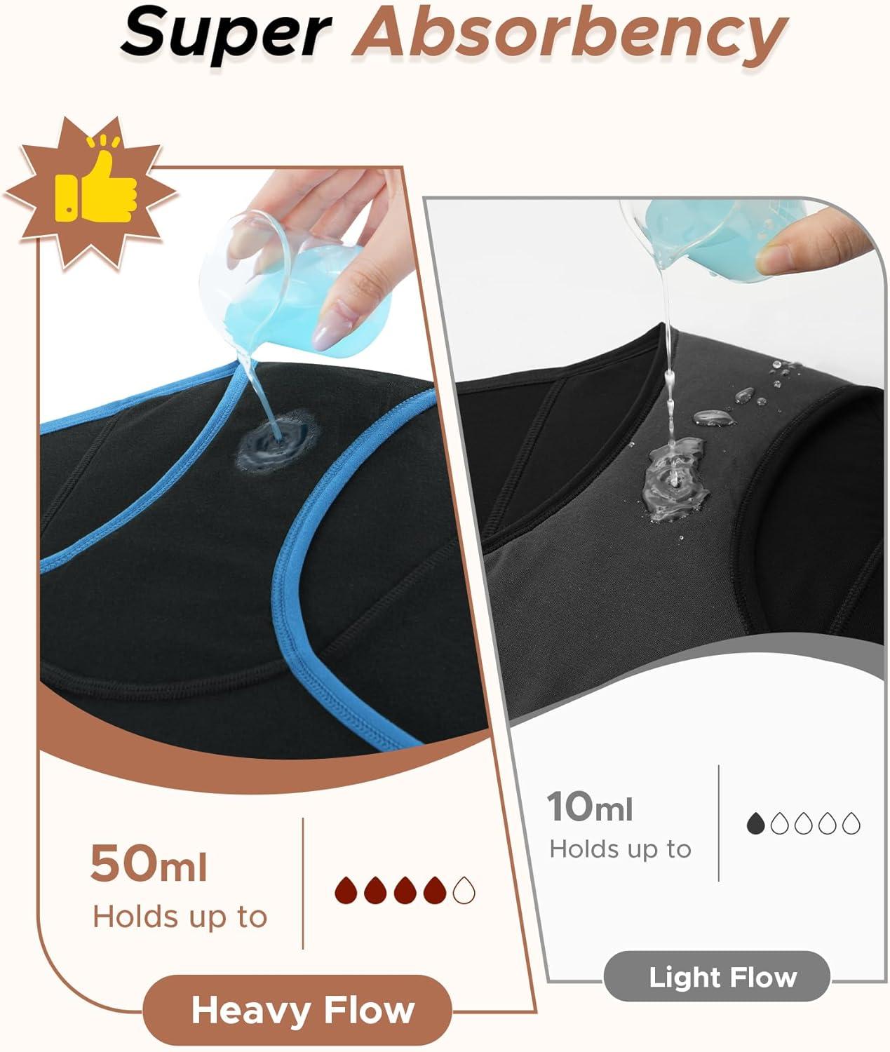 imageINNERSY Heavy Flow Period Underwear for Women Teens LeakProof Menstrual Cotton Protective Hipster Panties 3PackHeavy Flow Contrasting Colors