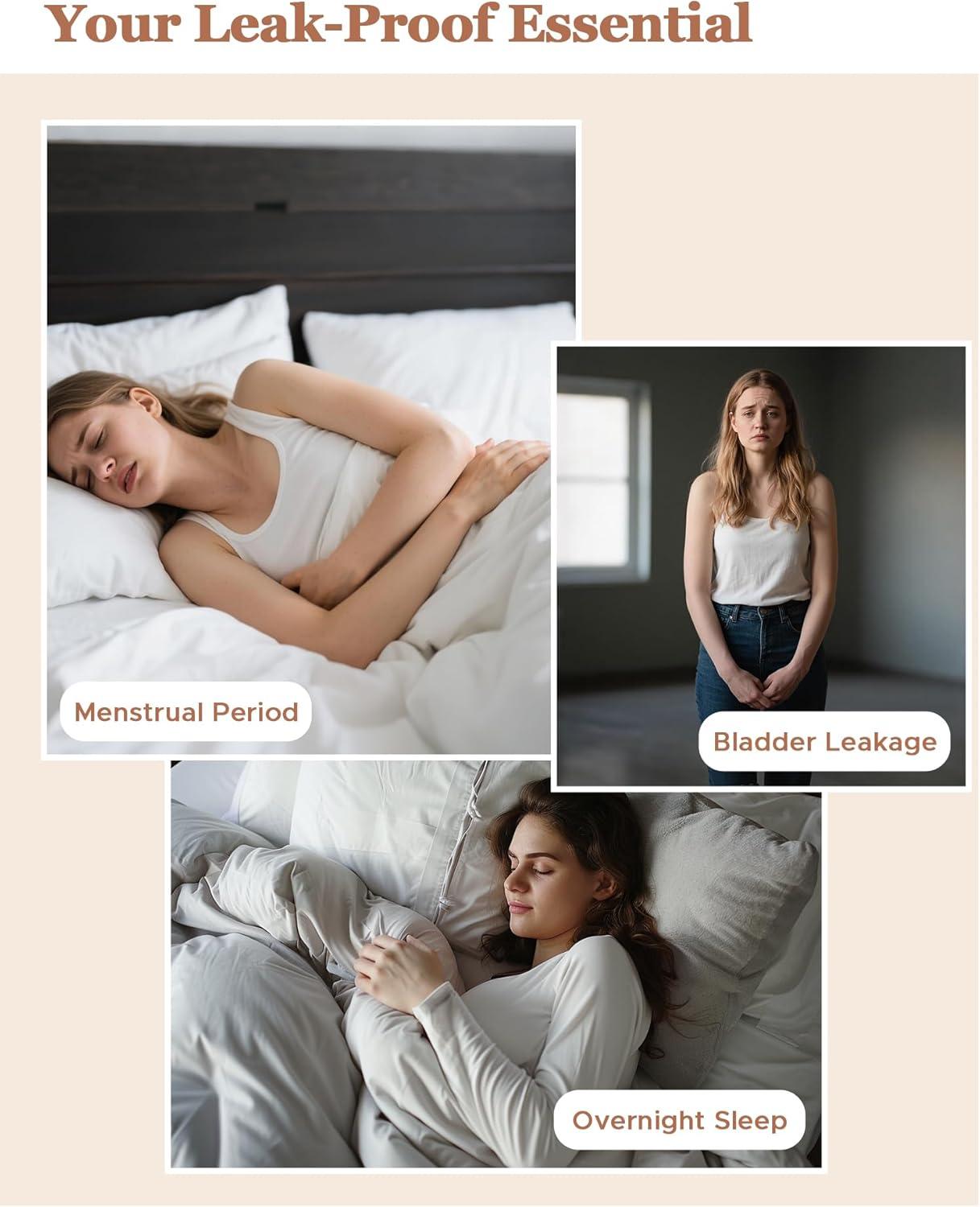 imageINNERSY Heavy Flow Period Underwear for Women Teens LeakProof Menstrual Cotton Protective Hipster Panties 3PackHeavy Flow Contrasting Colors