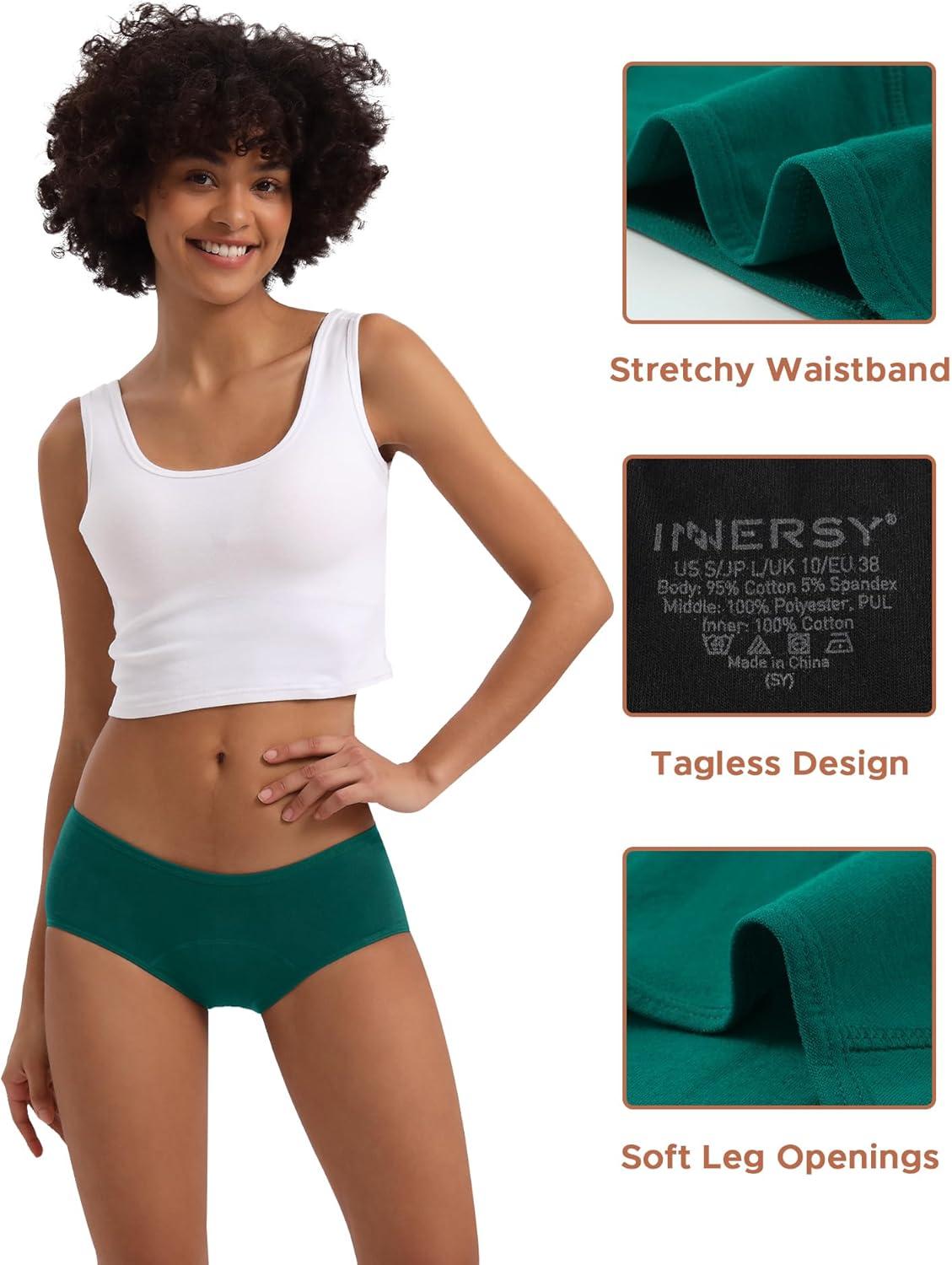 imageINNERSY Heavy Flow Period Underwear for Women Teens LeakProof Menstrual Cotton Protective Hipster Panties 3PackHeavy Flow French Elegence