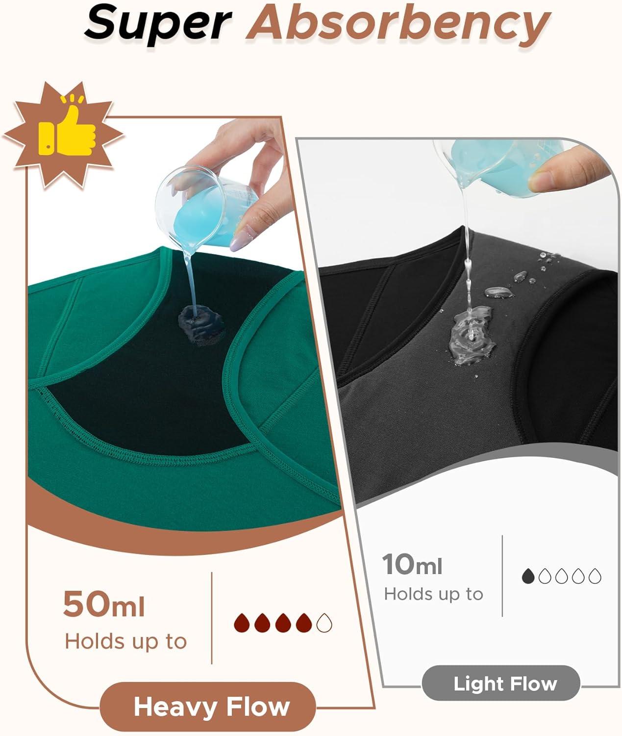imageINNERSY Heavy Flow Period Underwear for Women Teens LeakProof Menstrual Cotton Protective Hipster Panties 3PackHeavy Flow French Elegence
