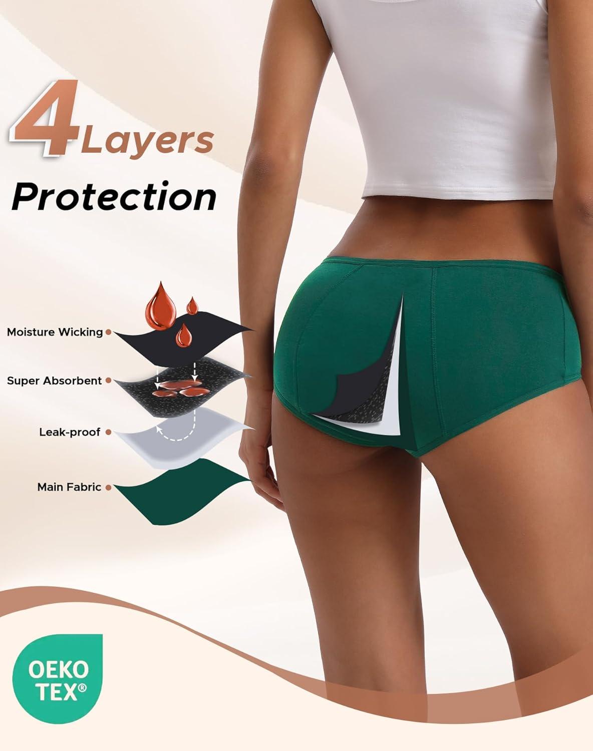 imageINNERSY Heavy Flow Period Underwear for Women Teens LeakProof Menstrual Cotton Protective Hipster Panties 3PackHeavy Flow French Elegence