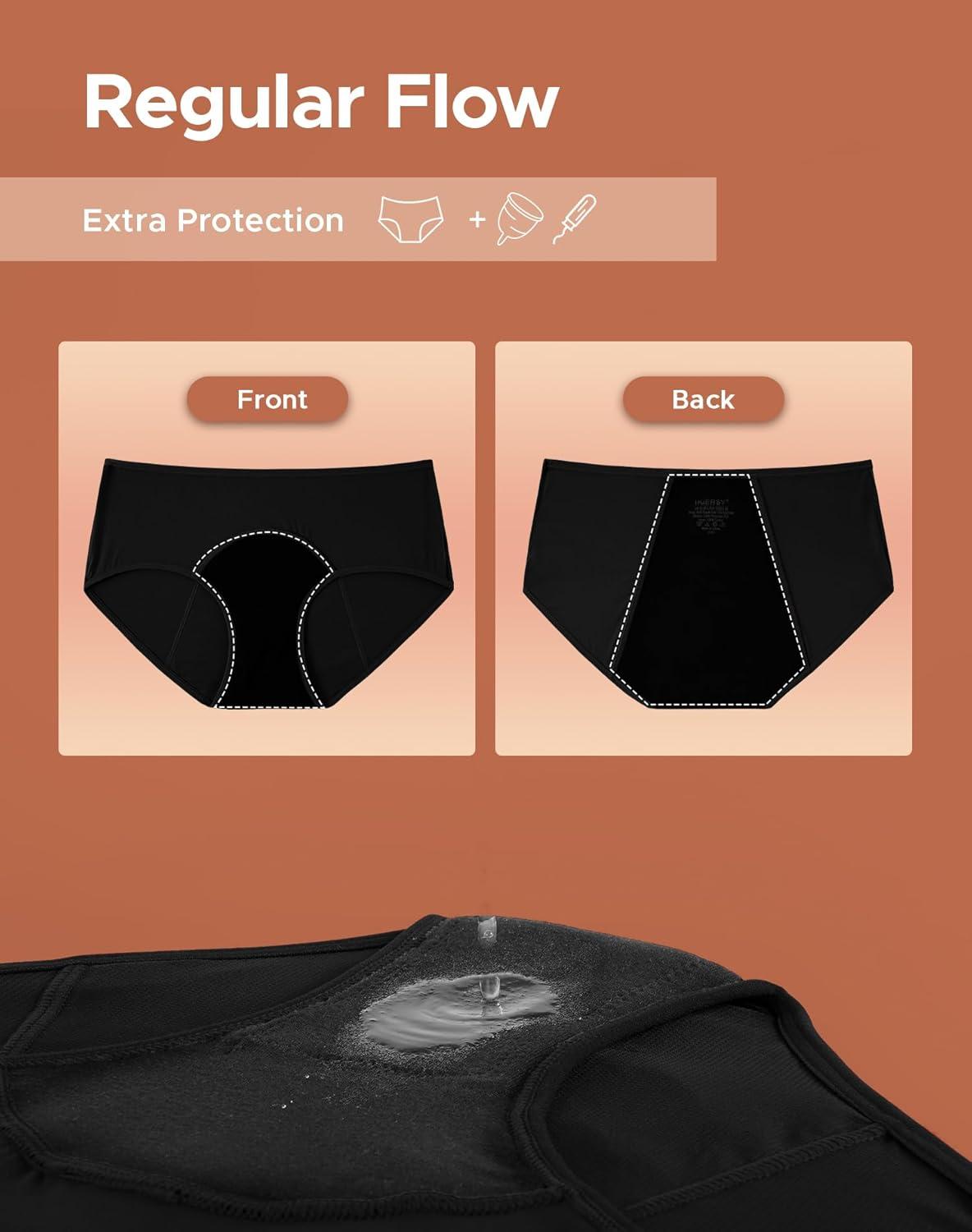 imageINNERSY Womens Period Underwear Breathable Mesh Cooling Menstrual Leakproof Hipster Panties 3PackBlack