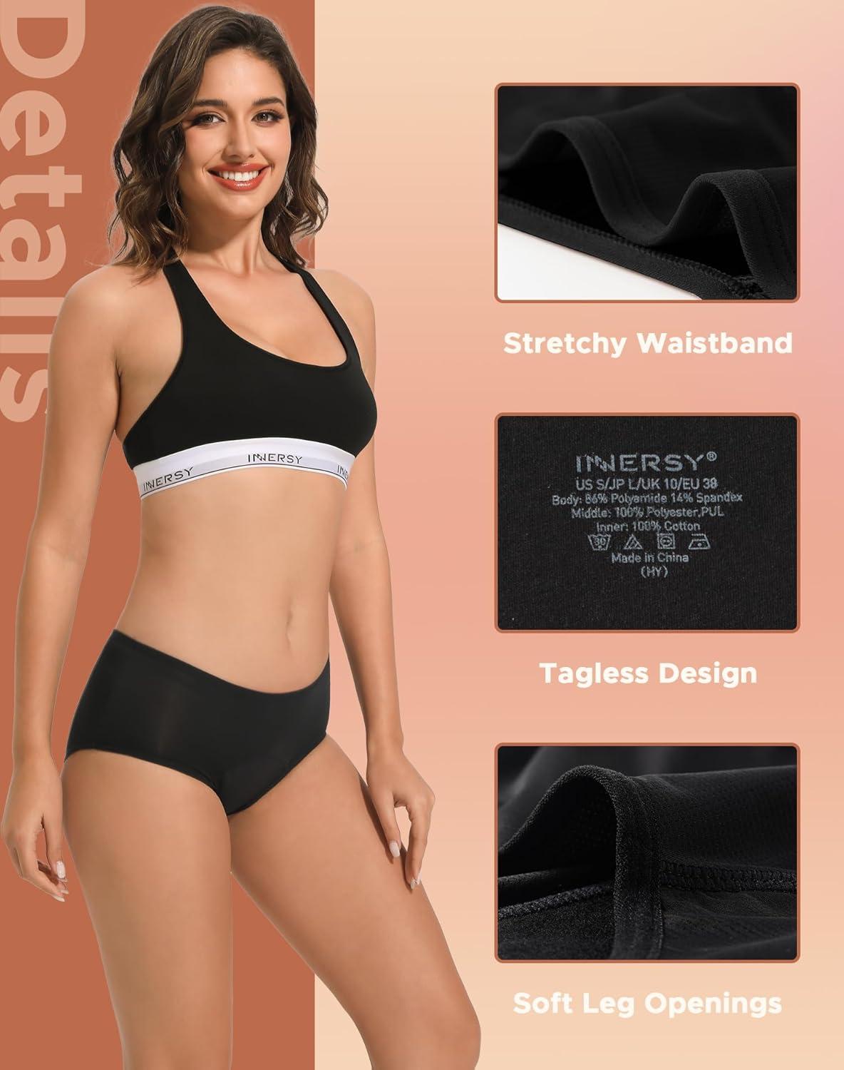 imageINNERSY Womens Period Underwear Breathable Mesh Cooling Menstrual Leakproof Hipster Panties 3PackBlack