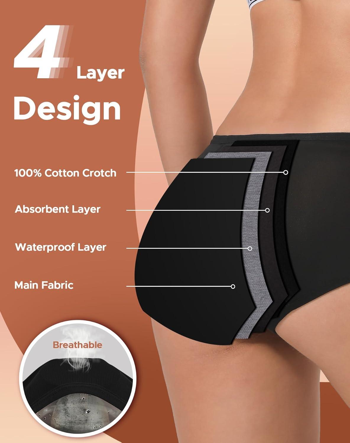 imageINNERSY Womens Period Underwear Breathable Mesh Cooling Menstrual Leakproof Hipster Panties 3PackBlack