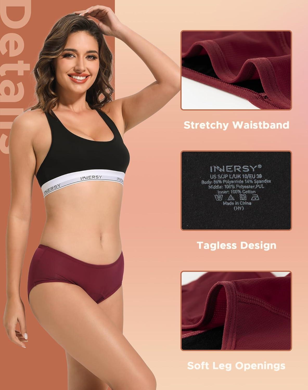 imageINNERSY Womens Period Underwear Breathable Mesh Cooling Menstrual Leakproof Hipster Panties 3PackBlue Night