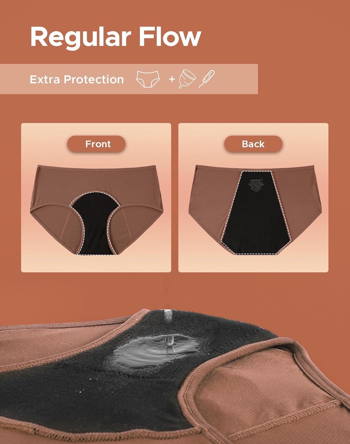 imageINNERSY Womens Period Underwear Breathable Mesh Cooling Menstrual Leakproof Hipster Panties 3PackDark Vintage