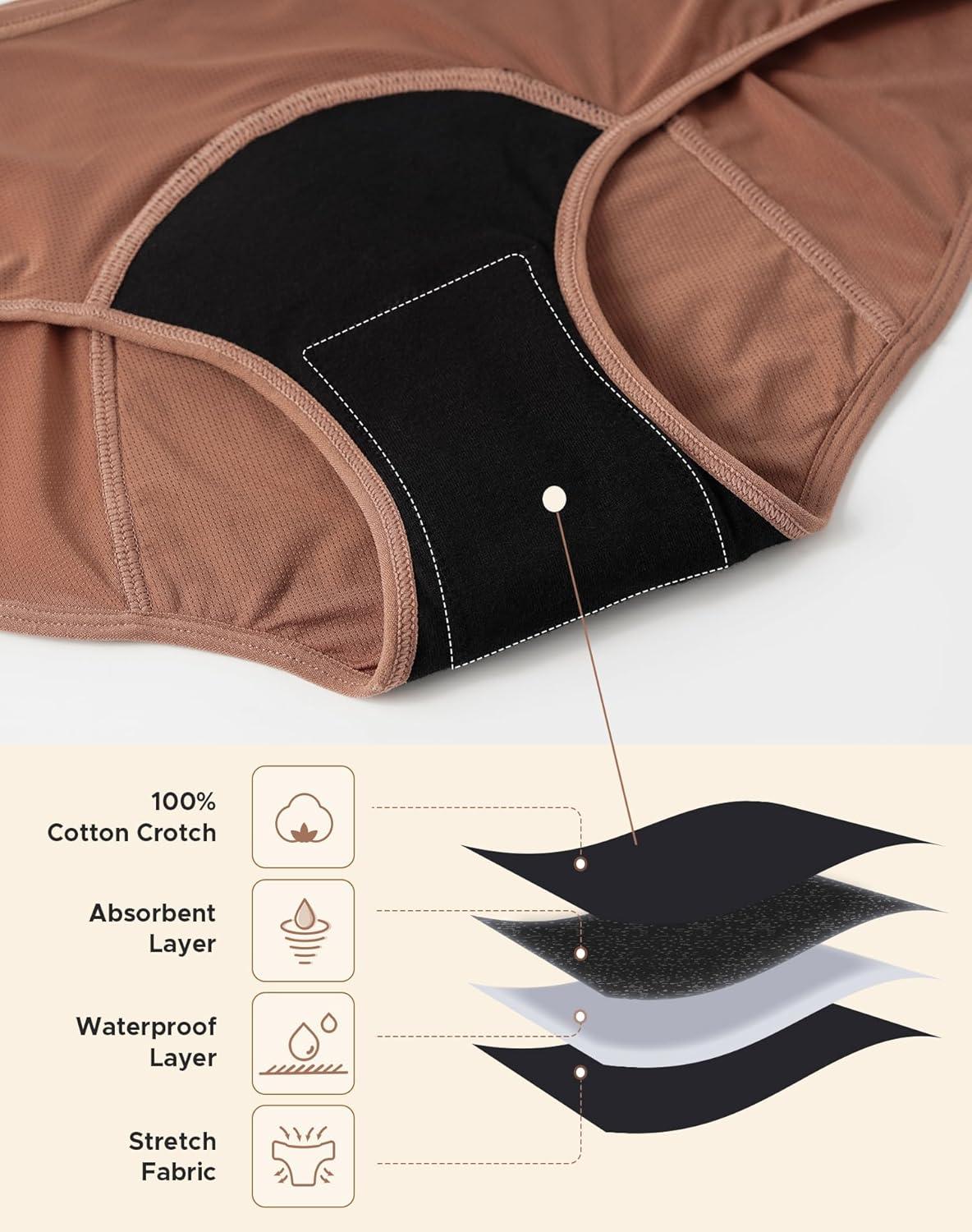 imageINNERSY Womens Period Underwear Breathable Mesh Cooling Menstrual Leakproof Hipster Panties 3PackDark Vintage