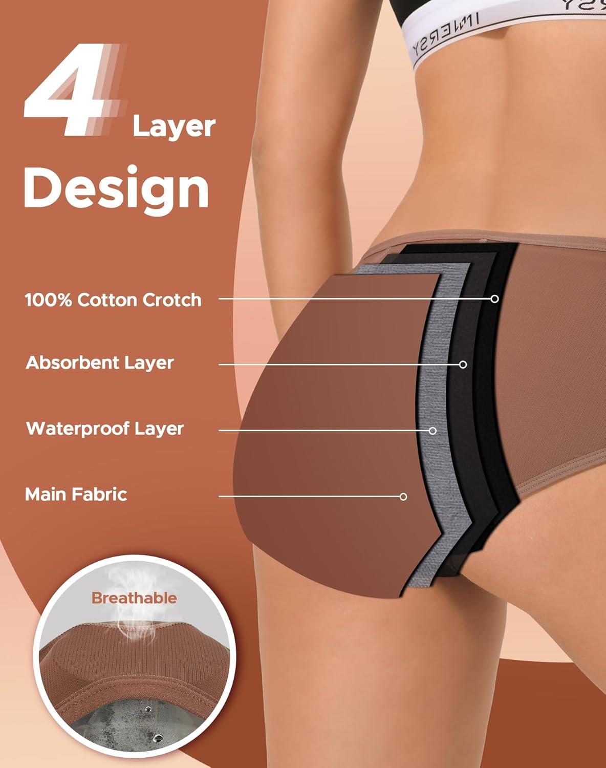 imageINNERSY Womens Period Underwear Breathable Mesh Cooling Menstrual Leakproof Hipster Panties 3PackDark Vintage