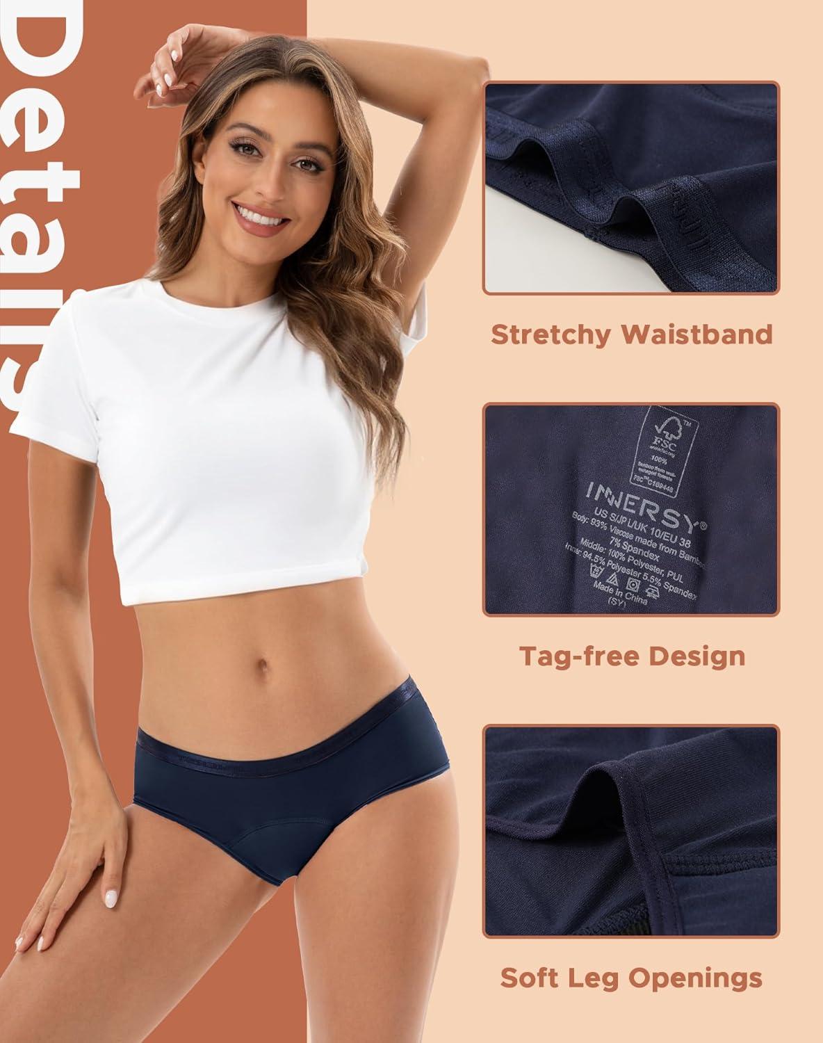 imageINNERSY Womens Period Underwear Heavy Flow Postpartum Teens Menstrual Hipster Panties 3PackMystic Moor