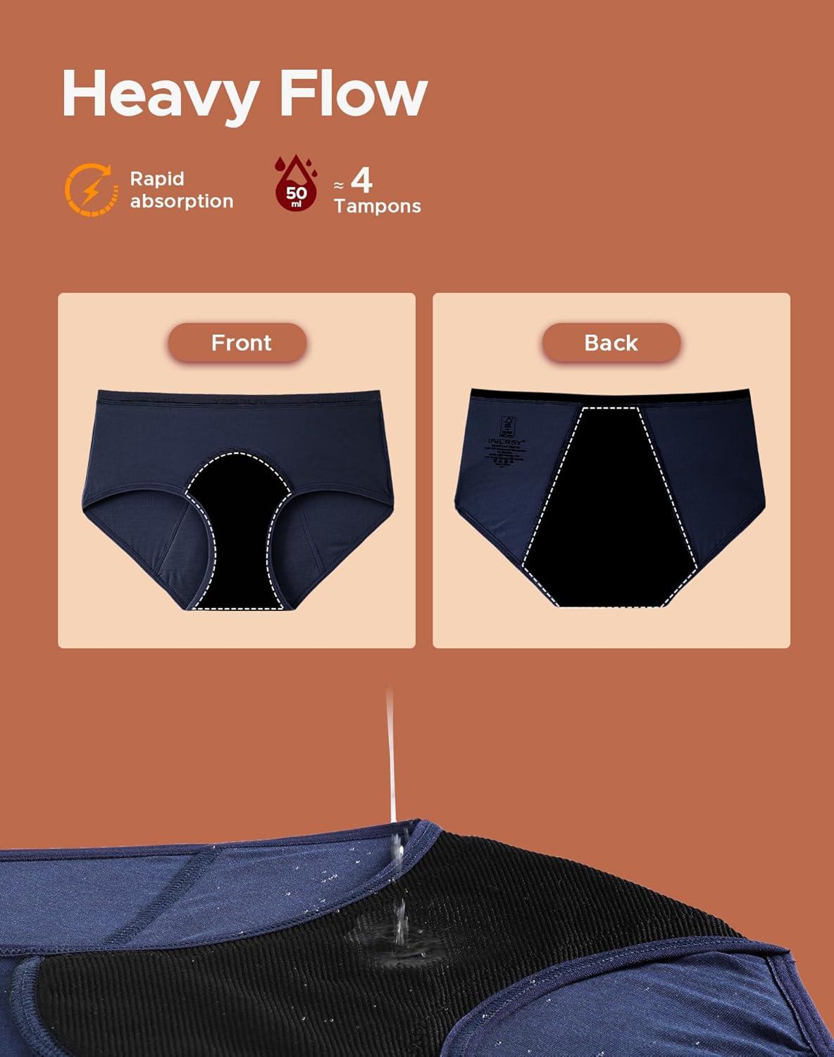 imageINNERSY Womens Period Underwear Heavy Flow Postpartum Teens Menstrual Hipster Panties 3PackMystic Moor