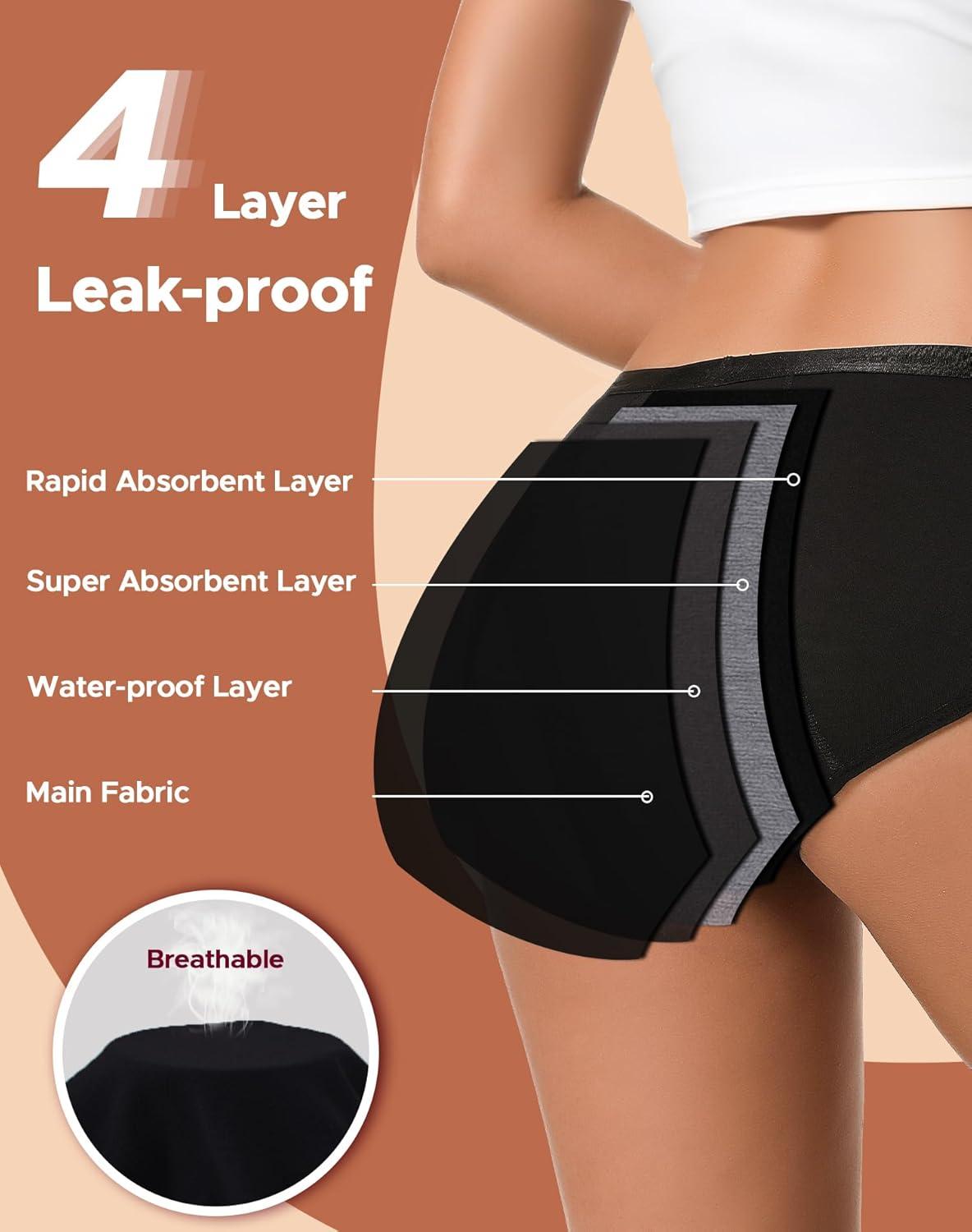imageINNERSY Womens Period Underwear Heavy Flow Postpartum Teens Menstrual Hipster Panties 3PackShadowed Blaze