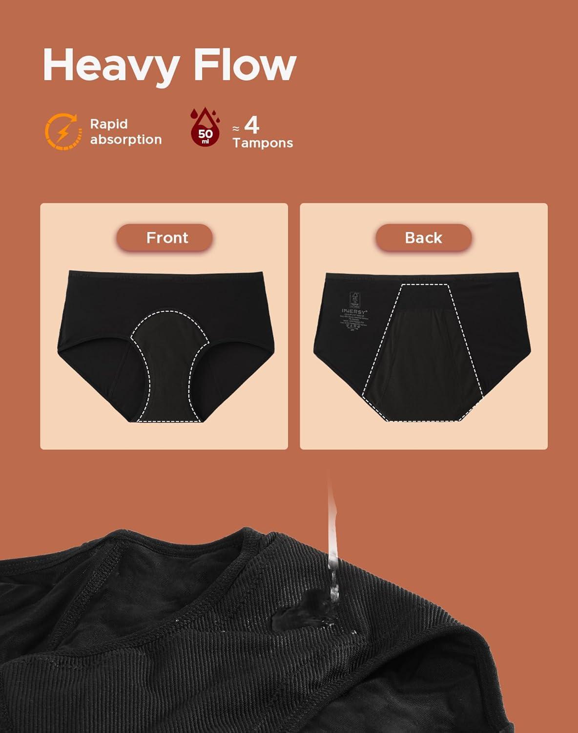 imageINNERSY Womens Period Underwear Heavy Flow Postpartum Teens Menstrual Hipster Panties 3PackShadowed Blaze