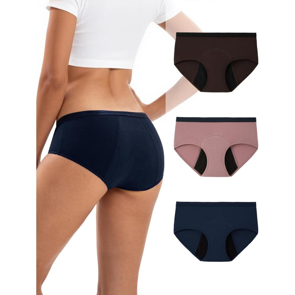 imageINNERSY Womens Period Underwear Heavy Flow Postpartum Teens Menstrual Hipster Panties 3PackMystic Moor