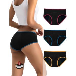 imageINNERSY Heavy Flow Period Underwear for Women Teens LeakProof Menstrual Cotton Protective Hipster Panties 3PackHeavy Flow Contrasting Colors