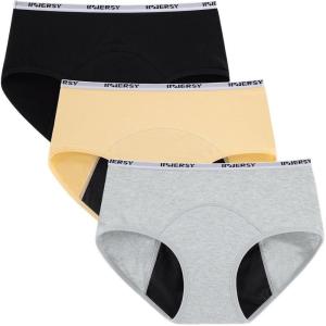 imageINNERSY Period Underwear for Teens Girls Cotton LeakProof Menstrual Panties 3PackBasics