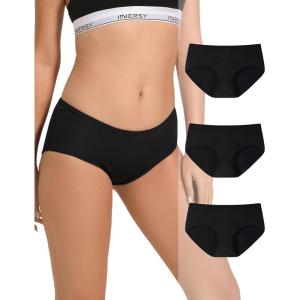imageINNERSY Womens Period Underwear Breathable Mesh Cooling Menstrual Leakproof Hipster Panties 3PackBlack
