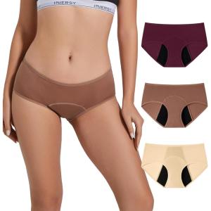 imageINNERSY Womens Period Underwear Breathable Mesh Cooling Menstrual Leakproof Hipster Panties 3PackDark Vintage