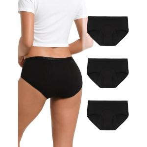 imageINNERSY Womens Period Underwear Heavy Flow Postpartum Teens Menstrual Hipster Panties 3PackClassic Black