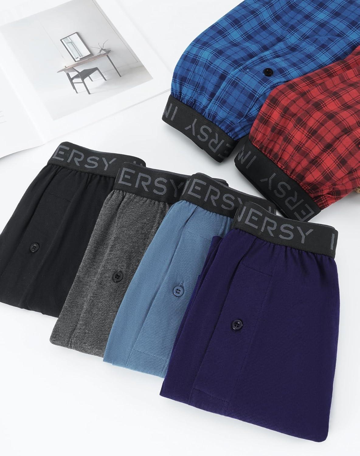 imageINNERSY Big and Tall Cotton Boxers for Men Moisture Wicking Loose Fit Underwear 4PackBlack