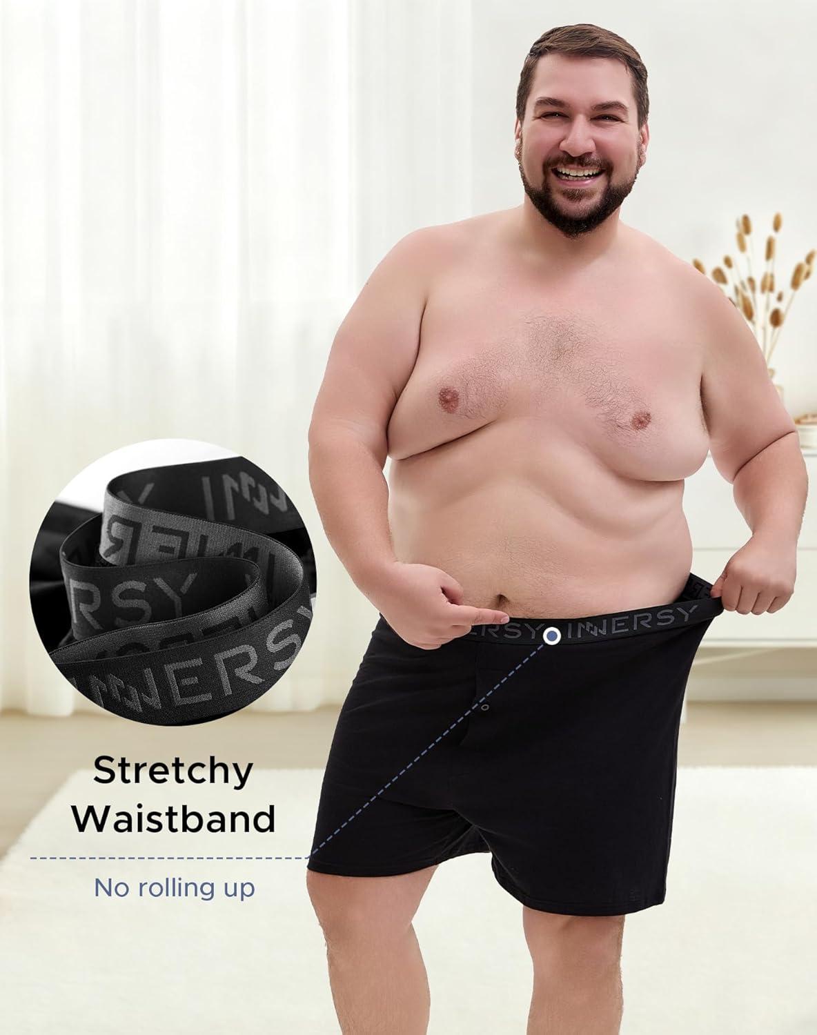 imageINNERSY Big and Tall Cotton Boxers for Men Moisture Wicking Loose Fit Underwear 4PackBlack