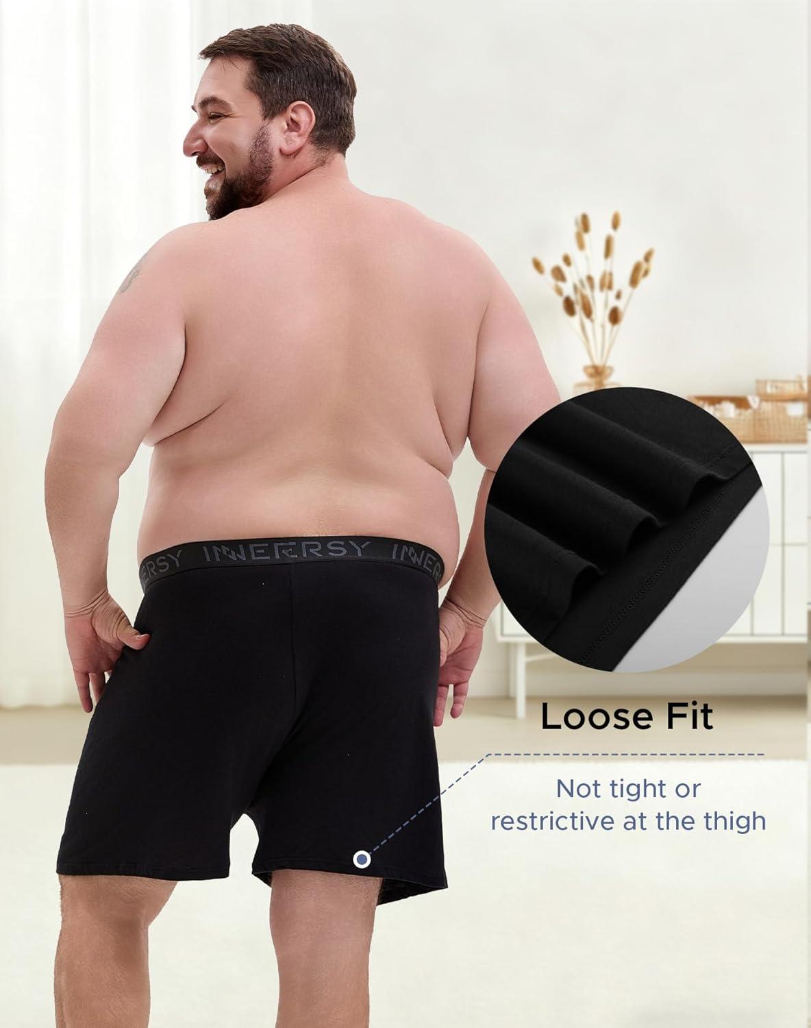 imageINNERSY Big and Tall Cotton Boxers for Men Moisture Wicking Loose Fit Underwear 4PackBlack