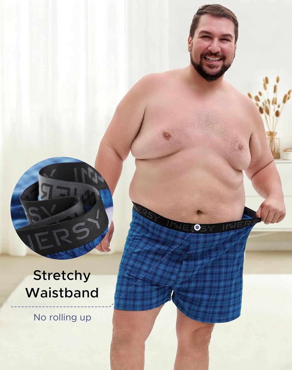 imageINNERSY Big and Tall Cotton Boxers for Men Moisture Wicking Loose Fit Underwear 4PackClassic Plaids