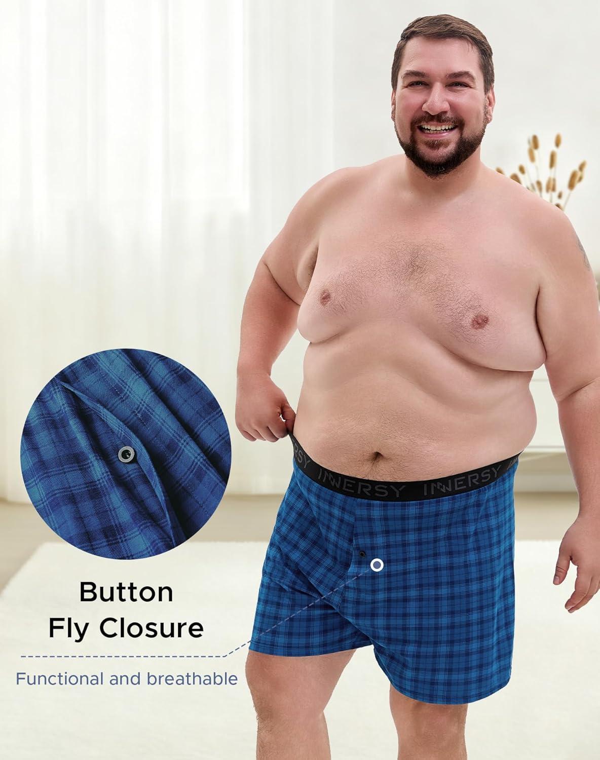 imageINNERSY Big and Tall Cotton Boxers for Men Moisture Wicking Loose Fit Underwear 4PackClassic Plaids